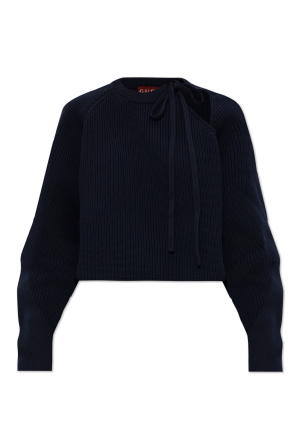 VERSACE◆ニット・セーター(薄手)/36/ウール/BLK/無地/1008349 Versace Sweater with logo finished with shimmering crystals